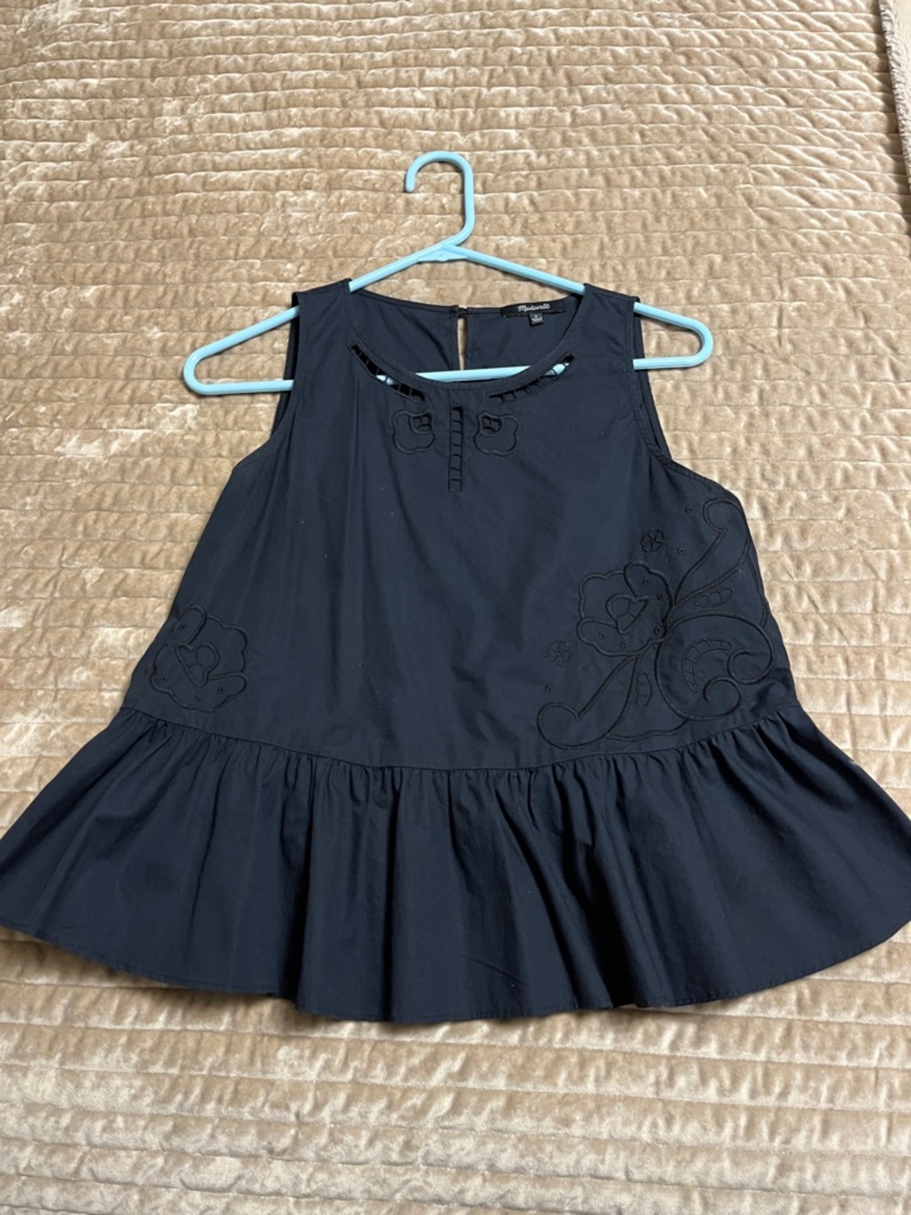 Madewell Navy blue sleeveless ruffle top - size small